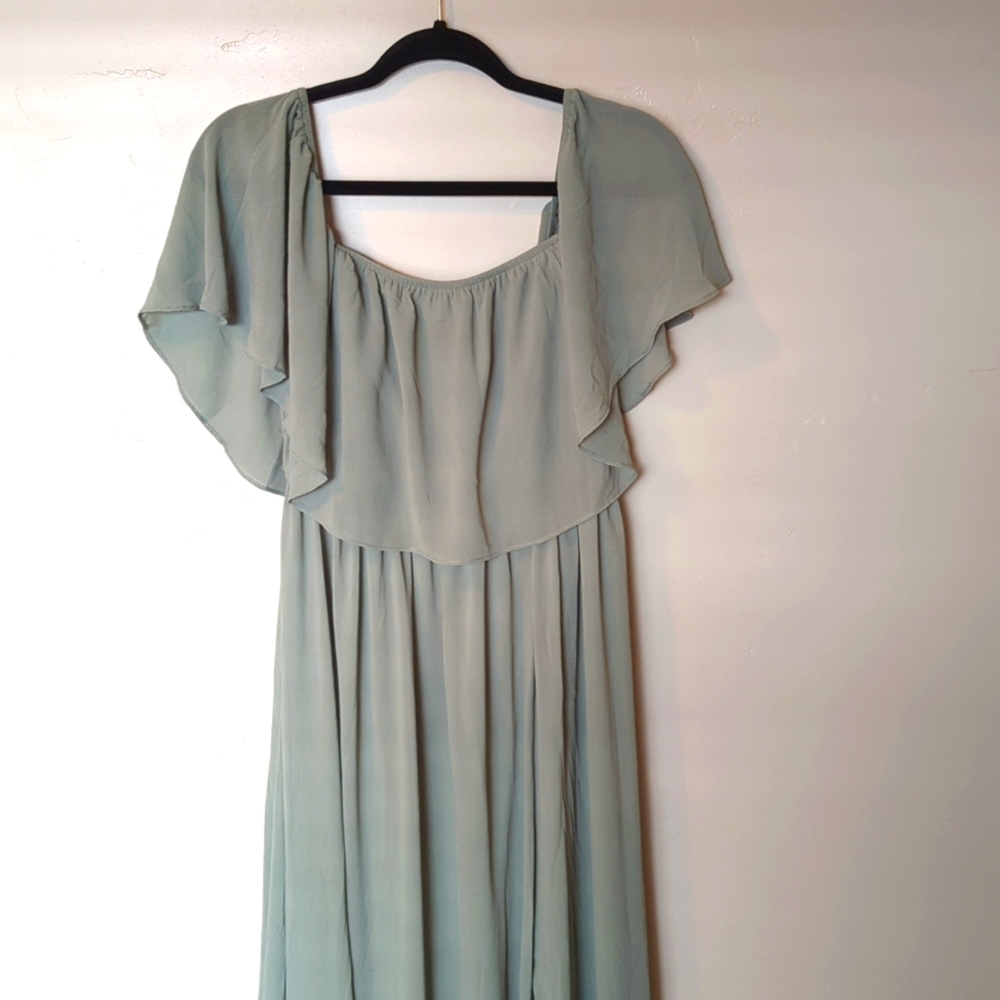 Soieblu Sea Green Flowy Chiffon Maxi Dress M